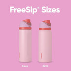 Owala FreeSip Insulated Stainless Steel Water Bottle with Straw for Sports and Travel, BPA-Free Sports Water Bottle, 32 oz, Pink, Angel Food Cake