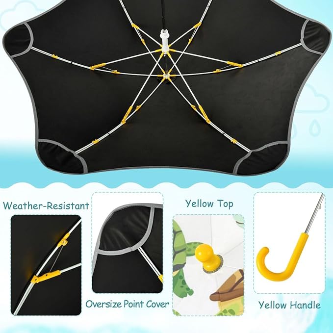 ALAZA Kids Umbrella Stick Umbrellas Cute Umbrella for Boys Girls Toddler UV/Sun Rain Windproof