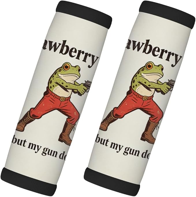 2 Pack Luggage Handle Wrap with Travel Tags - Non-Slip Protective Cover Soft Handle Grips Covers for Suitcase(Funny Strawberry Jams Frog)