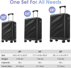 Merax Luggage Set 3 Piece, Hardshell ABS Suitcases with Spinner Wheels, Lightweight Durable TSA Approved Carry-on & Checked Luggage for Travel (20"/24"/28")