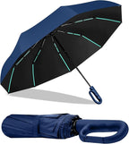 42-Inch Extra Large Umbrella for 2-3 People, Windproof Automatic Open/Close with Carabiner Handle, UPF 99+ UV Protection Folding Travel Umbrella for Rain and Sun