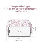 Narwey Small Cute Floral Makeup Bag for Purse Mini Cosmetic Bag Travel Makeup Pouch Zipper Pouch Cute Make up Bags with Compartments for Women Girls (Pink Flower, Small)