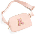 Gitus 6 7 8 9 10 Year Old Girl Gifts Belt Bag Fanny Pack Crossbody Bags with Initial Letter Patch Things for Teen Girls Easter Gifts for Girls Travel Essentials（Coral Pink-A）