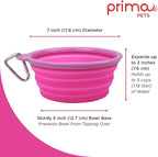 Collapsible Silicone Travel Dog and CAT Bowl with Carabiner, Large, Pink
