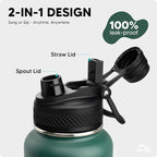 Swigina Insulated Water Bottle with Silicone Boot (36hrs Cold/18hrs Hot) - DIY Stickers, [2-in-1 Lid], BPA Free, 32 oz