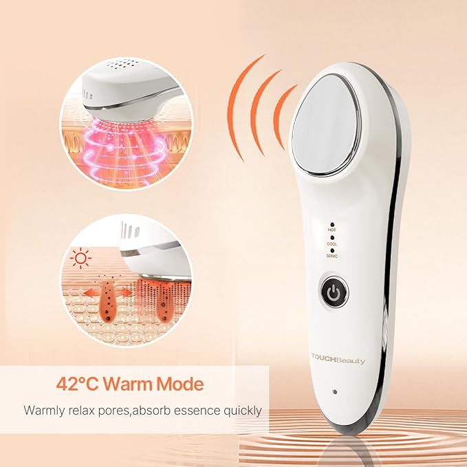 TOUCHBeauty Face Massager Hot and Cold, 42℃/6℃ Vibration Device for Smoother Tighter Face, Portable Facial Lifting Tool for Women, Perfert for Travel, Home
