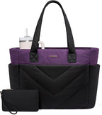 LOVEVOOK Tote Bag for Women, Puffer Work Travel Handbag with Zipper for Teacher Nurse, Quilted Cute Laptop Shoulder Gym Bag