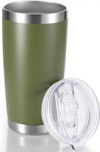 20 oz Tumbler Stainless Steel Tumblers with Lid Double Wall Vacuum Insulated Coffee Mug 20oz Powder Coated Cup for Hot and Cold Drinks, Army Green, 1 pack