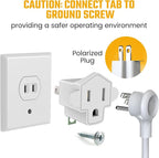 JACKYLED 4 Pack ETL Listed 3-2 Prong Grounding Outlet Adapter, 3 Prong to 2 Prong Adapter Converter, Portable Fireproof 392℉ Resistant Heavy Duty Wall Outlet Plug for Household Appliances Industrial