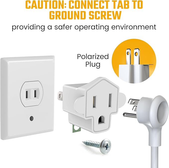 JACKYLED 4 Pack ETL Listed 3-2 Prong Grounding Outlet Adapter, 3 Prong to 2 Prong Adapter Converter, Portable Fireproof 392℉ Resistant Heavy Duty Wall Outlet Plug for Household Appliances Industrial