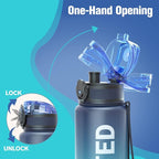 Sahara Sailor Water Bottle, 32/25/17oz Durable and Leakproof Water Bottles Motivational with Time Marker, Tritan, BPA Free, Wide Mouth with Easy Clean Brush for Gym, Travel, School, Office (1 Bottle)