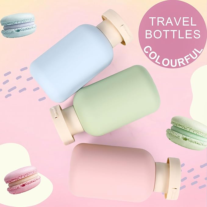 ASEVAT 10oz 3Pcs Plastic Refillable Travel Shampoo and Conditioner Bottles Refillable Travel Bottle with Flip Cap Plastic Refillable Shampoo and Conditioner Bottles