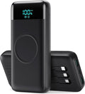 Wireless Portable Charger 40800mAh with 3 Built-in Cables,7-in-1 15W Wireless Charging Power Bank,25W PD QC 4.0 Fast Charging USB C Travel Essentials Battery Pack for iPhone 17/16/15/14,Galaxy,Android
