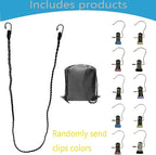 Universal Tri-Braided Cord Drying Clothesline, Retractable Portable Clothesline for Travelling or Camping. Laundry Drying Clothesline with Non-Slip Hook Clips for Indoor and Outdoor use