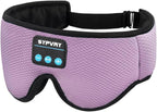 Sleep Mask Bluetooth Headphones Soft Wireless Headband Eye Mask Blackout with Microphone (Purple)