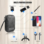 Electronic Organizer Bag Cable Organizer Travel Cord Organizer Case Pouch Portable Carrying Case for Charger Hard Drive Earphone USB SD Card (Grey)