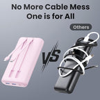 Upgraded Portable Charger 40800mAh Power Bank - Portable Battery with 2 Built in Cables,PD 25W USB C Fast Charging Battery Pack Compatible with iPhone 17 16 15 14 13 Android Phone Tablets etc-Pink