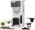 Single Serve Coffee Maker, 2 in 1 Brewer for K Pod & Ground Coffee, 180s Rapid Brew 6 to 14oz Capacities with Auto Shut Off, Small Compact Design for Home Office Travel Camping-White