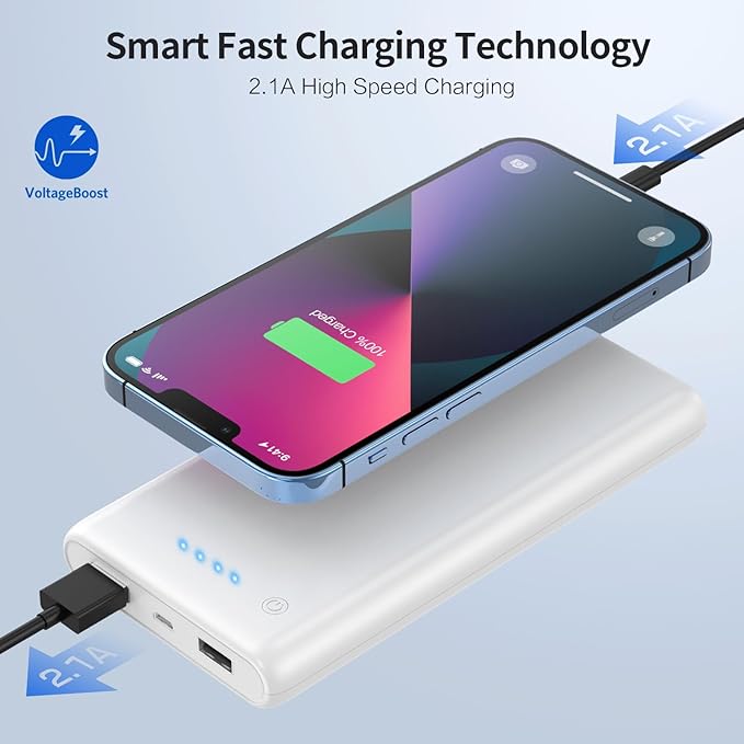Portable Charger Power Bank 26800mah,Ultra-High Capacity Safer External Cell Phone Battery Pack,2 USB Output High Speed Charging Power bank Compatible with iPhone 17/16/15/14/13 Samsung Android-White