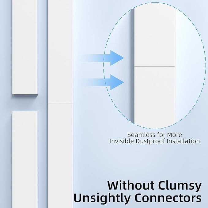 Delamu Cord Hider for Wall Mounted TV, 57in Paintable Cable Cover System, Self-Adhesive Cable Management Raceway Kit Hides 2-3 Wires, Baseboard Wire Hider Easy Installation, W 0.95 H 0.55in, White