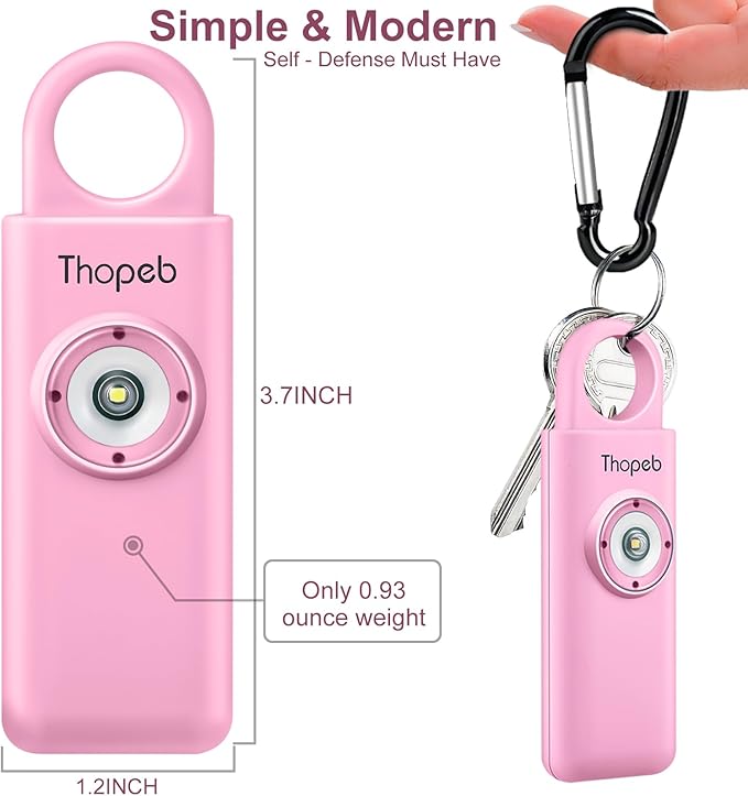 Thopeb–The Original Personal Safety Alarm for Women Self Defense – Elders & Kids Self Defense Keychain Siren – 135dB Loud Siren Bird Sound – Cute Key Chains Protection (Pink)