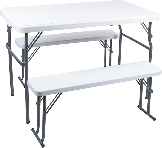 Stansport Compact Portable Kids Picnic Table – Foldable Space-Saving Design with Locking Legs – Lightweight Children’s Picnic Set for Travel, Parks, Campsite – Durable Steel Frame & Easy Clean Surface