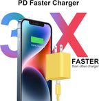 iPhone 17 16 15 Charger Fast Charging 3+3Pack 20W USB C Wall Charger with 6FT Fast Charging Cable Compatible with iPhone 17/17 Air/17 Pro/17 Pro Max/iPhone 16/15 Series, iPad Pro/AirPods -Yellow