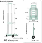 Portable Lightweight Hand Truck for Luggage Adjustable Utility Cart 4Wheel Aluminum Folding Shopping Trolley Stair Climber Outdoor Express Cart for Suitcases & Storage
