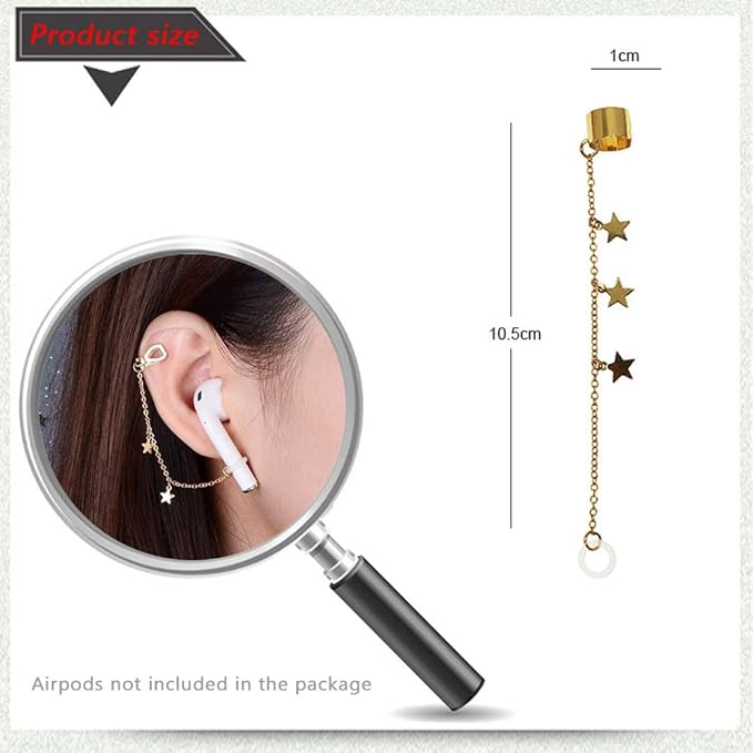 ZOSTLAND 1 Pair Creative Earphone Anti Lost Earring Clip Earclip Strap Wireless Earhook Earbud Ear Bud Holder Connector Compatible with Airpods 1/2/Pro/3 Beats Fit Pro Sony (Star Gold)