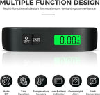 BAGAIL Digital Luggage Scale, 110lbs Hanging Baggage Scale with Backlit LCD Display, Portable Suitcase Weighing Scale, Travel Luggage Weight Scale with Hook, Strong Straps for Travelers