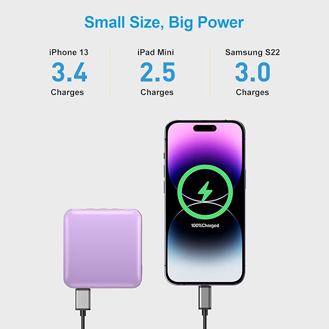 ummz Portable Charger 12000mAh with Built-in Cables,22.5W Fast Charging Power Bank,USB C Input/Output,Smart LED Display,Compact External Battery for iPhone 15,Samsung Galaxy,iPad,Tablets