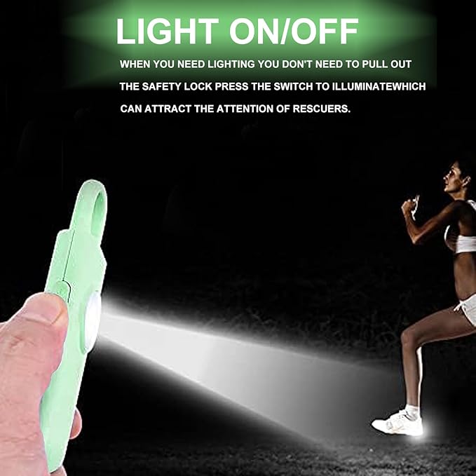 Thopeb– Personal Safety Alarm for Women–135dB Siren, Strobe Light and Rechargeable - Safety Alarm Keychain for Women (Pale Green)