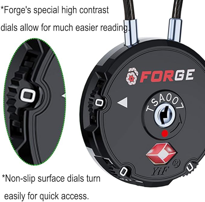 Forge Quality TSA Approved Luggage Locks for Travel Accessories, Suitcase, Pelican case, Ammo Boxes, Set Your own Combination, Zinc Alloy Body-Cable Black 4 Locks
