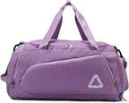 Eslcorri Gym Duffle Bag for Women Men, Sports Backpack with Wet & Shoe Compartment, Fitness Overnight Weekender Bag for Yoga, Swim, Travel (C, Purple)