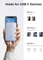 VIYISI Slim Portable Charger Power Bank 10000mAh, PD 20W Fast Charging Compact Battery Pack with Built-in USB C Cable, Travel Essential Compatible with iPhone 17 16 15, Samsung, Android - Blue