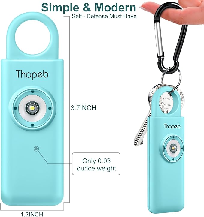 Thopeb–The Original Personal Safety Alarm for Women Self Defense – Elders & Kids Self Defense Keychain Siren – 135dB Loud Siren Bird Sound – Cute Key Chains Protection (Aqua)