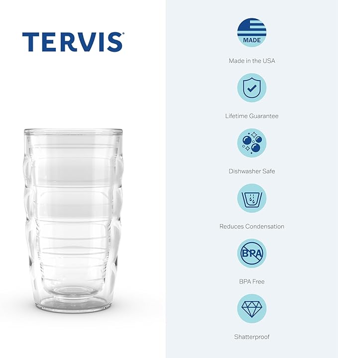 Tervis Clear & Colorful Tabletop 10oz Made in USA Double Walled Insulated Tumbler Travel Cup Keeps Drinks Cold & Hot, 10oz - 4pk, Clear
