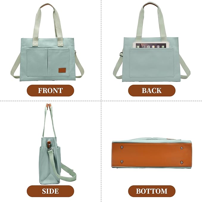 Canvas Laptop Tote Bag for Women | Pockets, Stands Upright, Convertible