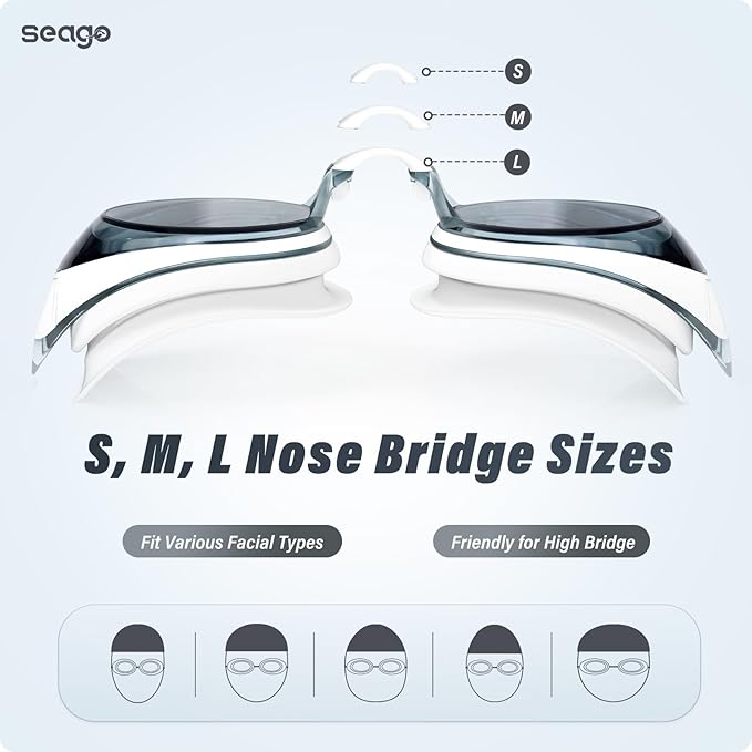 Seago 2 Pack Swimming Goggles Anti-fog Anti-UV Silicone Swim Goggles Adult Women Men