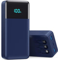 Portable Charger 50800mAh Power Bank with 3 Built in Cables,25W PD QC4.0 Fast Charging USB C Battery Pack,6 Outputs 2 Inputs Travel Essentials Phone Charger for iPhone 17/16/15,Google,Android,Blue