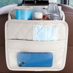 Mandark Car Seat Back Organizer, PU Leather Automotive Backseat Hanging Storage Pocket, Multipurpose Vehicle Travel Essentials Accessories for Kids & Adults, Universal for Most Cars (Gray)