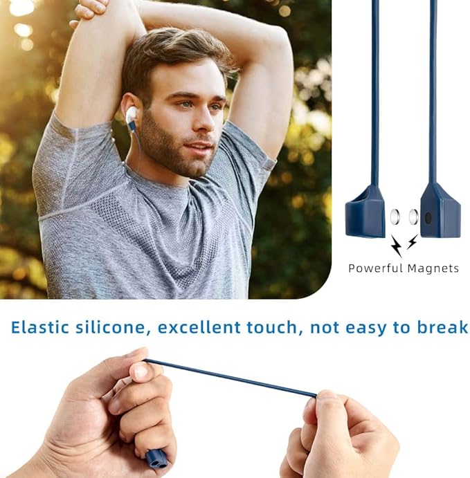 Magnetic Anti-Lost Straps for AirPods,4 Pack Ultra Strong Magnetic AirPod Strap Anti-Lost Neck Rope Cord,Soft Silicone Sports Lanyard Compatible with AirPods 1&2/ Pro /2nd/3rd (Black+White+Red+Blue)