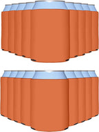 PartyPrints 100 Pack Orange Blank Can Cooler Sleeves, Customizable Bulk Insulated Foam for Beer, Collapsible Plain Drink Holder, Cold Soda Insulator, 12oz Regular, 16oz Tall Cans