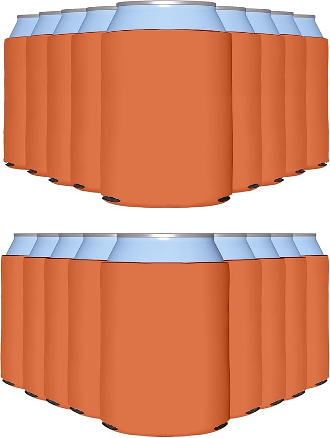 PartyPrints 1000 Pack Orange Blank Can Cooler Sleeves, Customizable Bulk Can Coolers, Extra-Thick Collapsible Drink Insulator Sleeve, Beer Can Coolers for Party Beverages