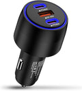USB C Car Charger, 3-Port Super Fast Charging Cigarette Lighter Adapter for iPhone 17e Pro/Air/16/15/14/13/iPad, USBA & USBC Multiport Car Phone Charger Accessories for Samsung S26/S25/S24 FE/S23/S22