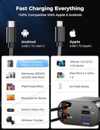 [Upgraded] SUPERONE Retractable Car Charger 4 in 1, Fast Car Phone Charger with Cord 2.6ft, USB C and Apple Car Adapter, Compatible with iPhone 17 16 15/15 Pro Max/14/13/12/11, Galaxy, Pixel