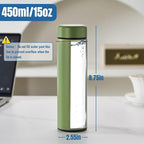 PARACITY Insulated Water Bottle, 15 oz Stainless Steel Water Bottles, Double Wall Vacuum Hot Drinks, Metal Water Bottle Keeps (green)