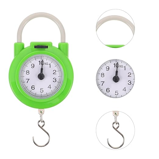 Portable Travel Luggage Scale with Hook, High Precision Small Spring Suitcase Weight Scale in Fluorescent Green for Handheld and Household Use