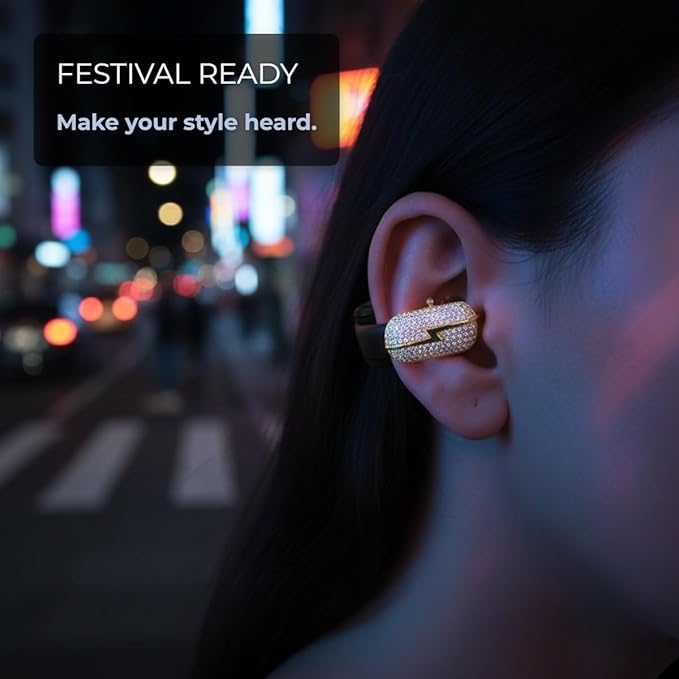 Clip on Earbuds Open Ear Accessories for Bose Ultra Open Earbuds - Lightweight Clip-On Decor for Wireless Earbuds (Headphones not Included) (Small Diamond (Gold))