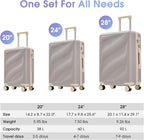 Merax Luggage Set 3 Piece, Hardshell ABS Suitcases with Spinner Wheels, Lightweight Durable TSA Approved Carry-on & Checked Luggage for Travel (20"/24"/28")